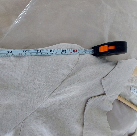 Calvin Klein Beige Linen Blend Blazer With Belt – Size 12 - Picture 7 of 14